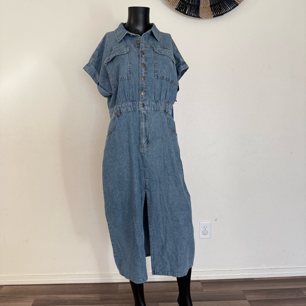 Stylish Blue Women's Jean Overalls - Picture 14 of 14